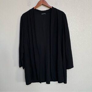 Eileen Fisher Black Textured Open Front Office Drape Blazer Longline Women’s XL